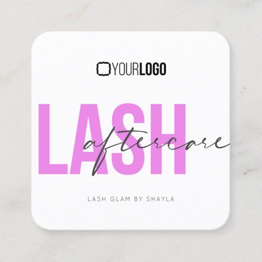 Lash Extensions AfterCare Instructions明るい赤紫色Squ スクエア名刺 (正面)