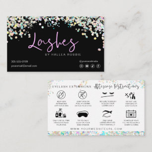 Lash Extensions AfterCare Instructions Holographic 名刺