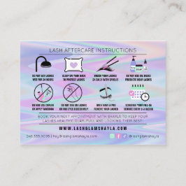 Lash Extensions AfterCare Instructions Holographic 名刺