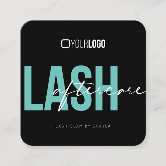 Lash Extensions AfterCare Instructions Square Busi スクエア名刺 (正面)