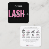 Lash Extensions AfterCare Instructions Square Busi スクエア名刺 (正面/裏面)