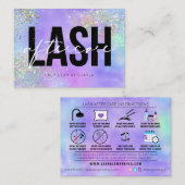 Lash Extensions Holographic AfterCareの説明 名刺 (正面/裏面)