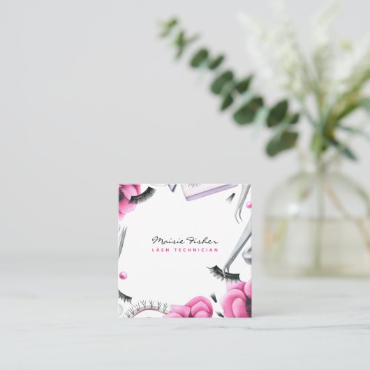 Lash Extensions Lashes Technician Beauty Salon スクエア名刺 (スタンド正面)