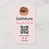 Lash Extensions Pink QR Code Photo 名刺 (正面)
