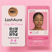 Lash Extensions Pink QR Code Photo 名刺