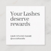 Lash Rewards Loyalty Card Black White Modern  スクエア名刺 (正面)