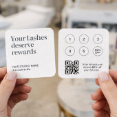 Lash Rewards Loyalty Card Black White Modern  スクエア名刺
