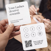 Lash Rewards Loyalty Card Black White Modern  スクエア名刺