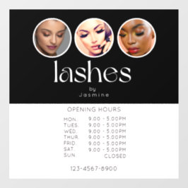 Lash Studio 3 写真 営業時間 ブラック ホワイト ウィンドウサイン
