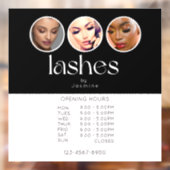 Lash Studio 3 写真 営業時間 ブラック ホワイト ウィンドウサイン (シート2)