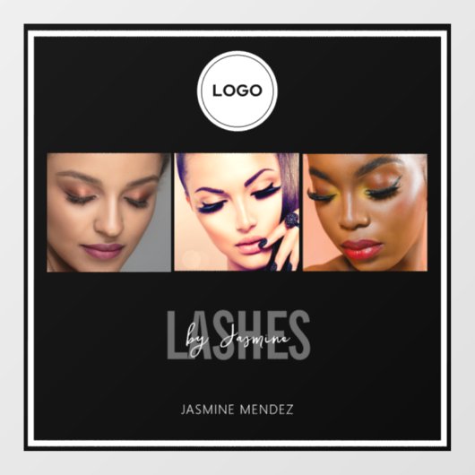 Lash Studio Elegant Photo Collage Logo ウィンドウサイン (シート)
