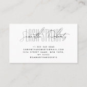 Lash stylistモダンタイポグラフィスクリプト白 名刺 (裏面)