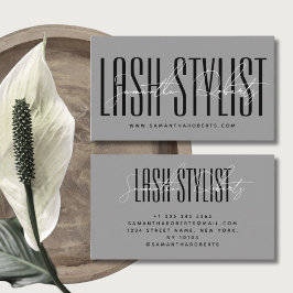 Lash stylistモダンタイポグラフィスクリプトgray 名刺