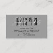 Lash stylistモダンタイポグラフィスクリプトgray 名刺 (裏面)