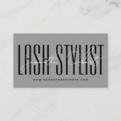 Lash stylistモダンタイポグラフィスクリプトgray 名刺 (正面)