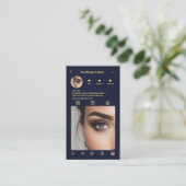 Lash Stylist instagramフォトグリッドQrコードブルー 名刺 (スタンド正面)