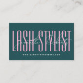 Lash stylist modern typography script green pink 名刺 (正面)
