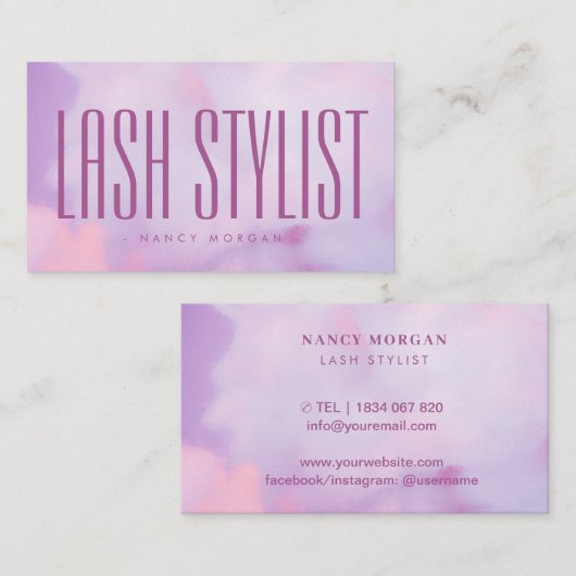 Lash Stylist Purple Pastel Holographic  名刺 (正面/裏面)