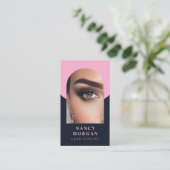 Lash Stylist Qrコードアーチ写真ピンクとネイビー 名刺 (スタンド正面)