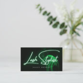 Lash Stylist Typography Green Neon  名刺 (スタンド正面)