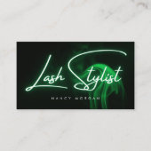 Lash Stylist Typography Green Neon  名刺 (正面)