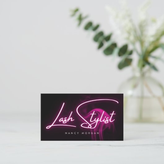 Lash Stylist Typography Pink Neon  名刺 (スタンド正面)