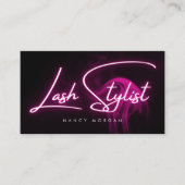 Lash Stylist Typography Pink Neon  名刺 (正面)