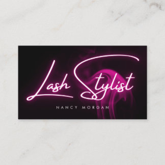 Lash Stylist Typography Pink Neon  名刺