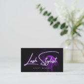 Lash Stylist Typography Purple Neon  名刺 (スタンド正面)