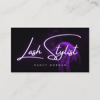 Lash Stylist Typography Purple Neon  名刺