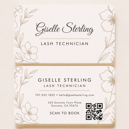Lash Tech Floral QR Code Professional 名刺
