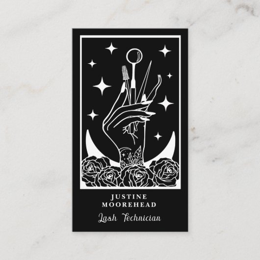 Lash Tech Tarot Card Black Business Card 名刺 (正面)