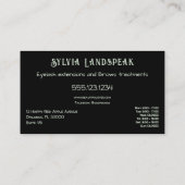 Lash Technicianの緑のグリッターまつげ 名刺 (裏面)