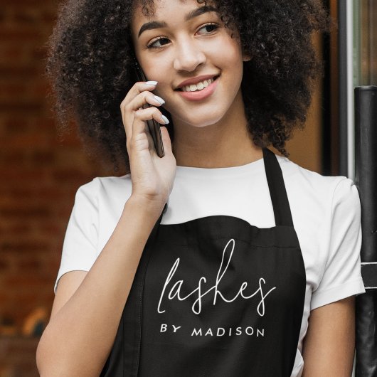 Lash Technician美しいエステティシャンブラックスクリプト エプロン