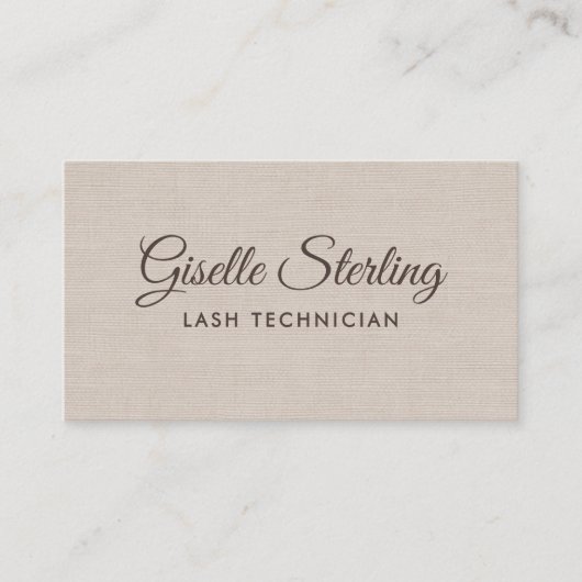 Lash Technician Beige Linen Modern Elegant QR Code 名刺 (正面)