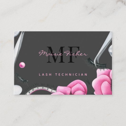 Lash Technician, Eyelash Infills QR Code Monogram  名刺 (正面)