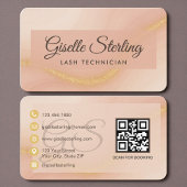 Lash Technician Neutral Beige Gold QR Code 名刺