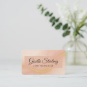 Lash Technician Neutral Beige Gold QR Code 名刺 (スタンド正面)