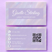 Lash Technician QR Code Pastel Opal Holographic 名刺