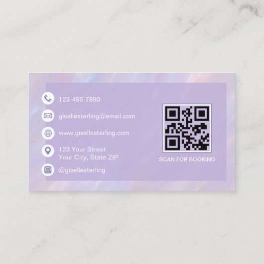 Lash Technician QR Code Pastel Opal Holographic 名刺 (裏面)