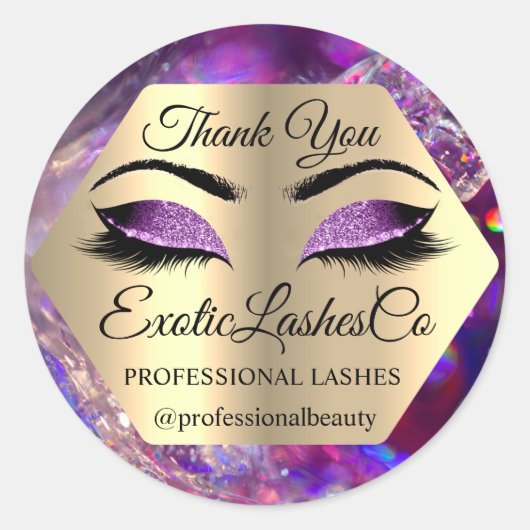 Lash Thank YOUメイクアップアーティスト金ゴールドアイズPuRple ラウンドシール (正面)