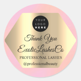 Lash Thank YOUメイクアップアーティスト金ゴールドロゴピンクローズ ラウンドシール