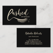 Lashed Ailash Extensions化粧Artist Black金ゴールド 名刺 (正面/裏面)