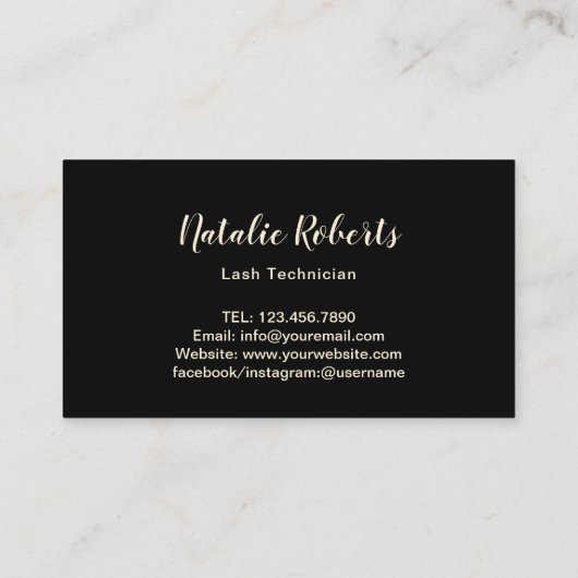 Lashed Ailash Extensions化粧Artist Black金ゴールド 名刺 (裏面)