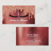 LashesとBrowsスクリプエレガントト金ゴールドメイクアップ美しい 名刺 (正面/裏面)