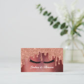 LashesとBrowsスクリプエレガントト金ゴールドメイクアップ美しい 名刺 (スタンド正面)