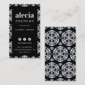 LASHESとBROWSスタイリッシュヴィンテージクラスリー白黒 名刺 (正面/裏面)