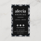 LASHESとBROWSスタイリッシュヴィンテージクラスリー白黒 名刺 (正面)