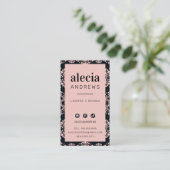 LASHESとBROWSスタイリッシュヴィンテージブラックピンクブラック 名刺 (スタンド正面)