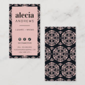 LASHESとBROWSスタイリッシュヴィンテージブラックピンクブラック 名刺 (正面/裏面)